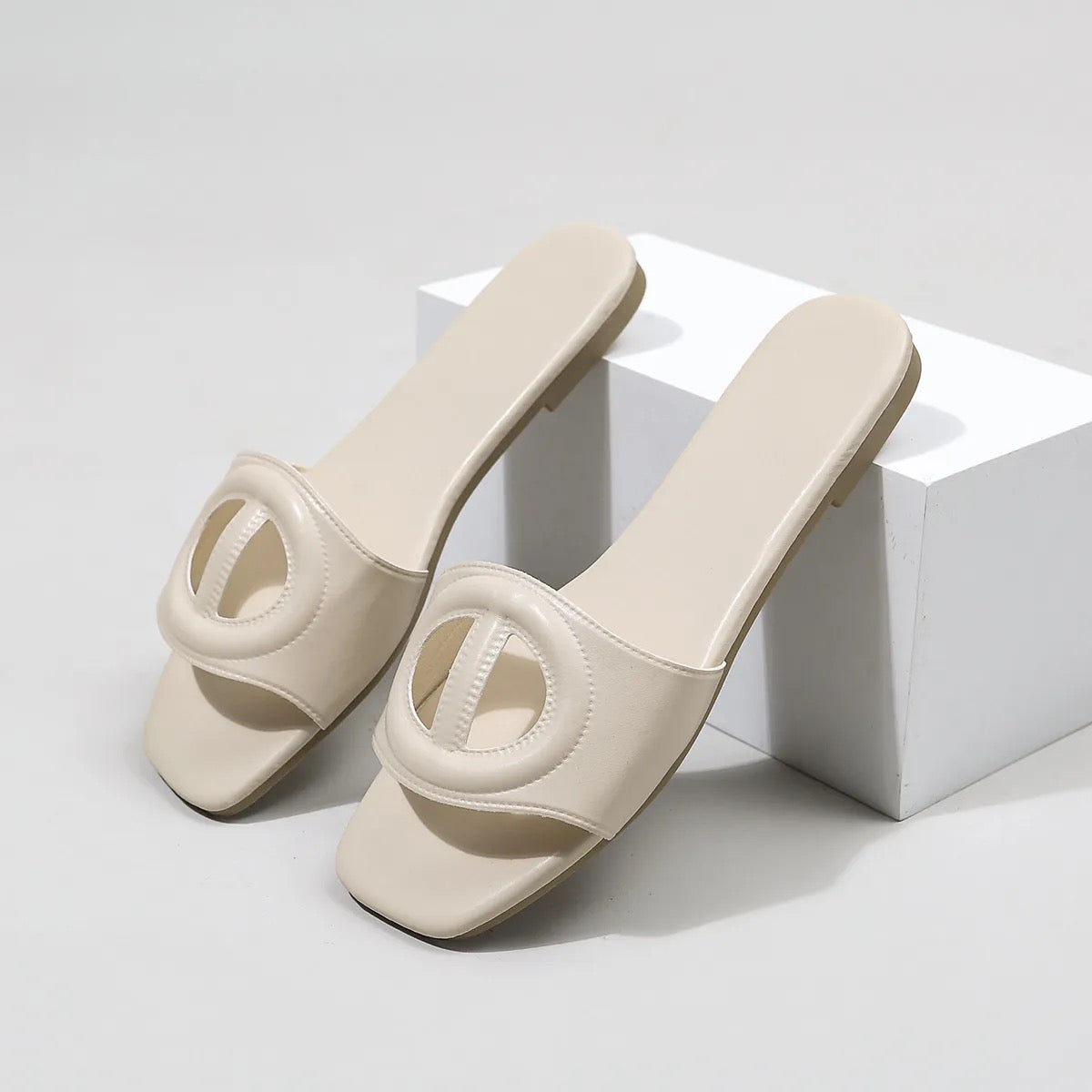 Cut-Out Flat Slide Sandals